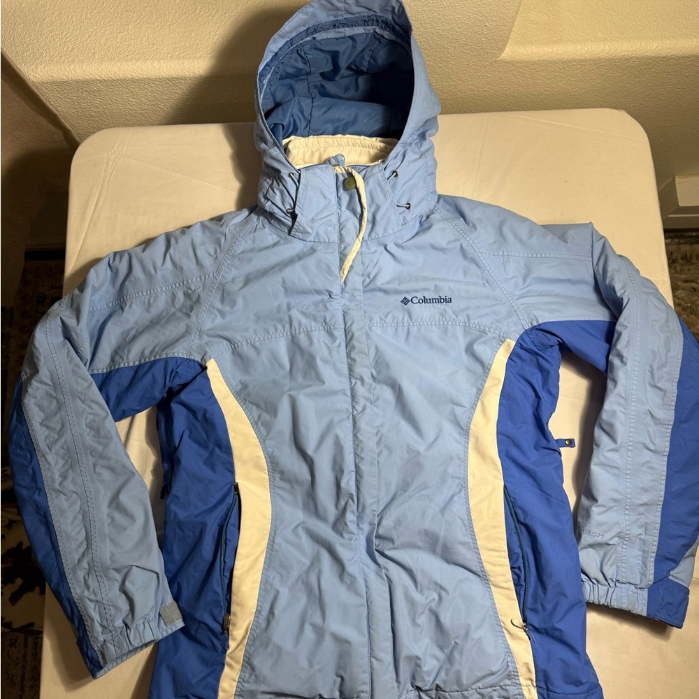 Columbia Women’s Small Interchange Omni-Tech Ski  Blue/White 2 Jackets In One